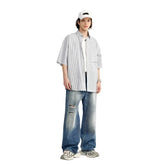Retro Ripped Wide Leg Blue Denim Pant